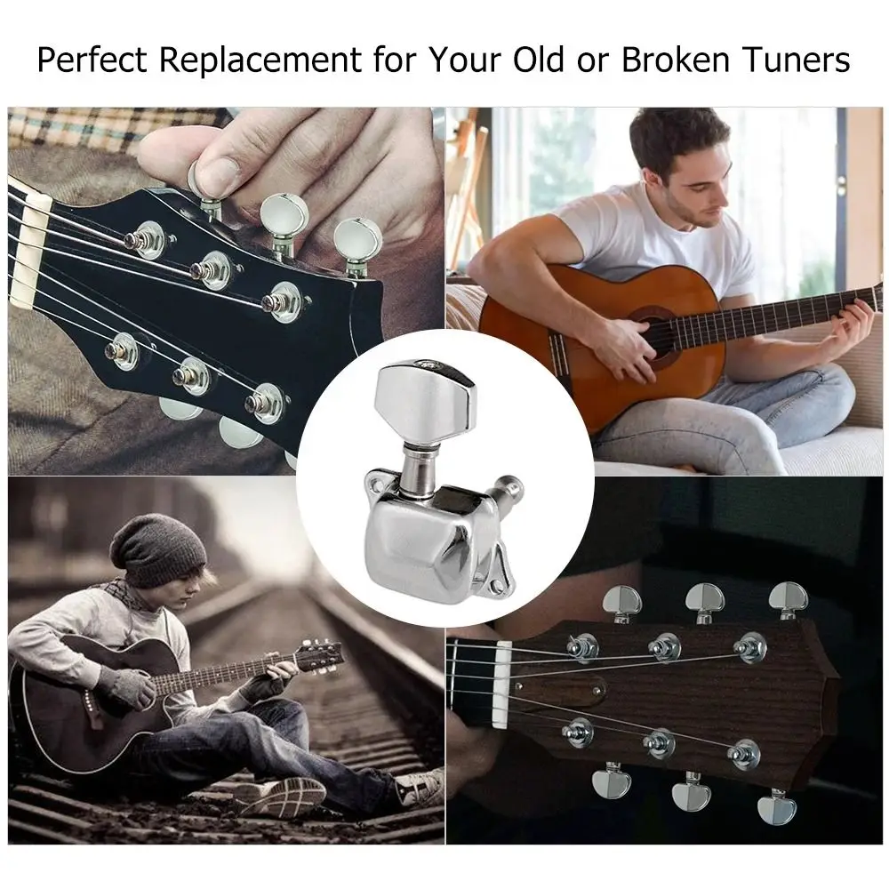 Semi-closed Guitar String Peg Locking Tuners Zinc Alloy String Tuning Pegs 3L 3R Machine Heads String Button Tuner