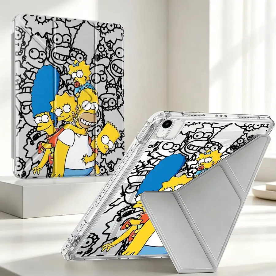 Simpson Cartoon With Pen Slot Cover Tablet Case For Samsung Galaxy Tab A8 S10 Lite A9 Plus S9 Plus S8 S7 FE A11
