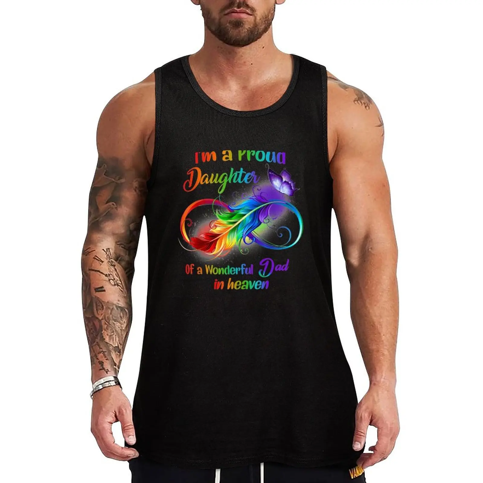 I'm A Proud Daughter Of A Wonderful Dad In Heaven Tank Top Running Tank Top Sleeveless Moisture Wicking Shirt