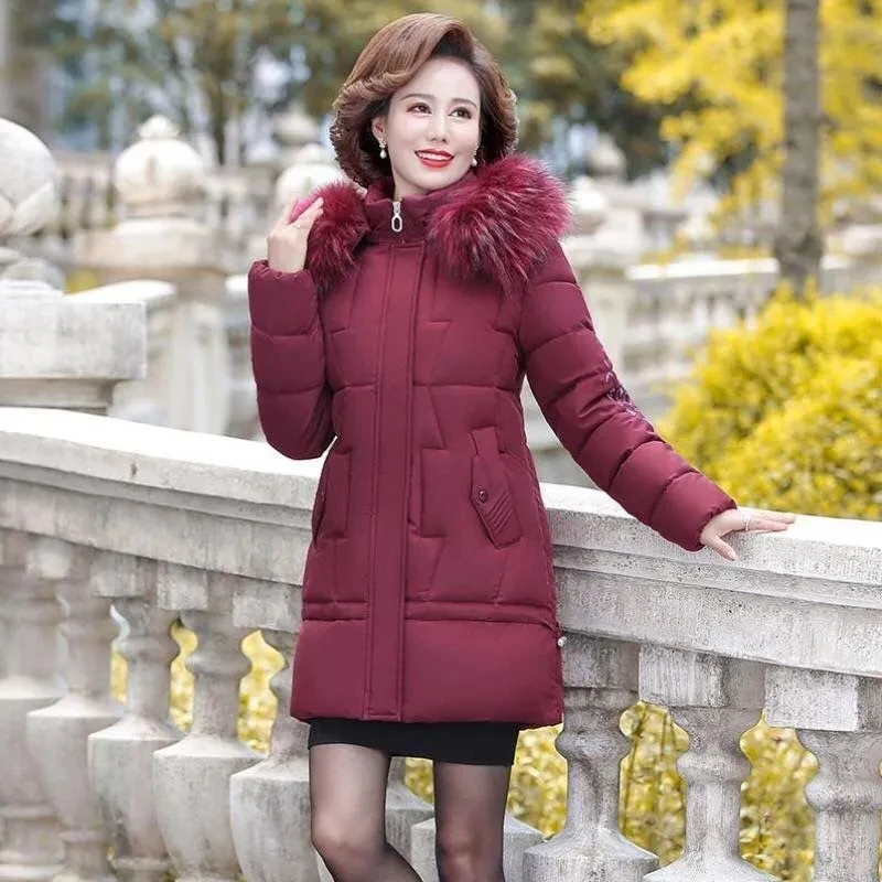 2022 New XL-5XL Winter Jacket Female Down Cotton Padded Clothes Women Casual Slim Parka Middle-aged Mother Puffer Coat Overcoats