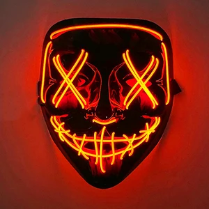 2024 Wireless Halloween Rave Mặt nạ trang trí ánh sáng LED Purga Mặt nạ ánh sáng neon sáng cho lễ hội tối tăm tối 6 Bán hàng chính Mortal Kombat Luminaire - 5