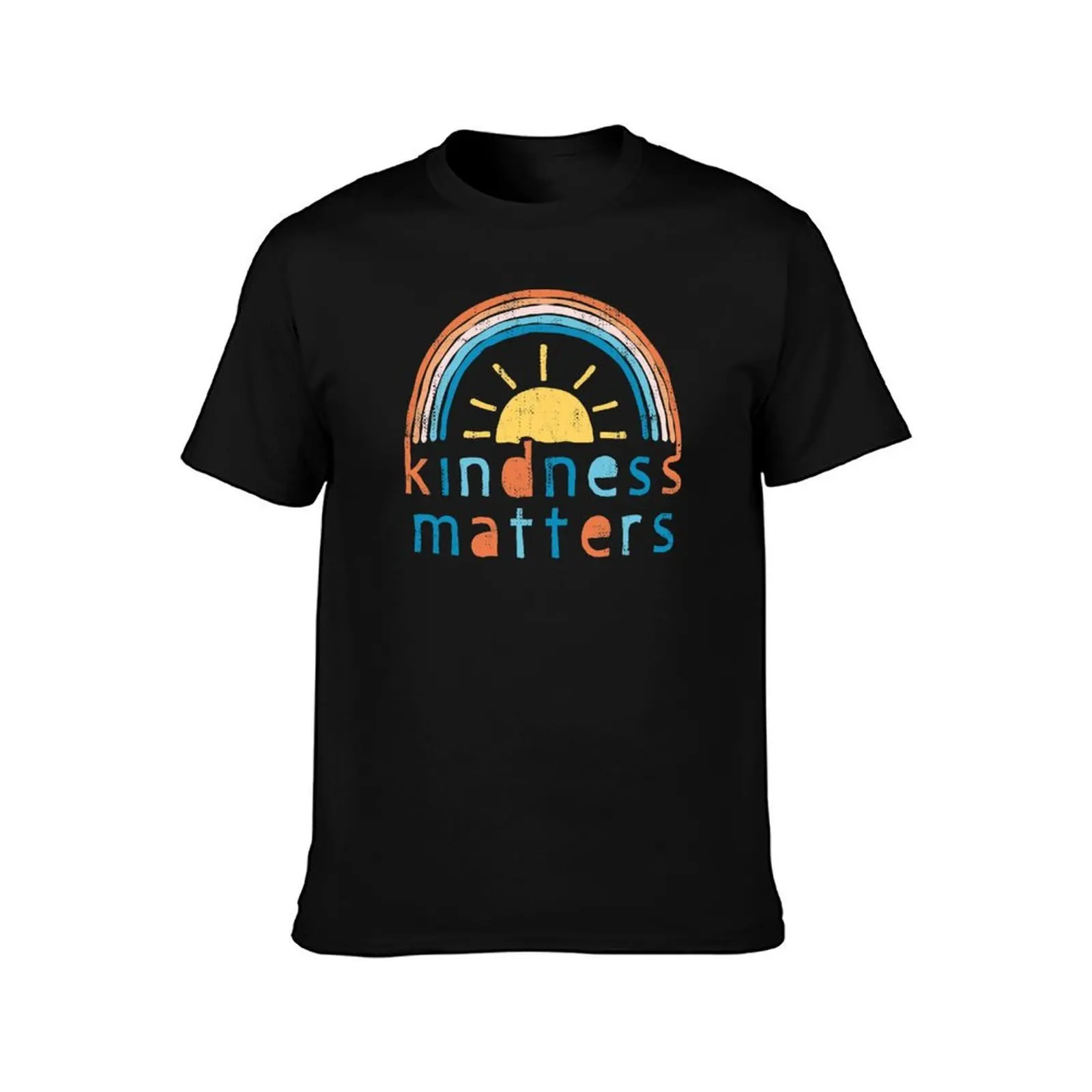 Kindness Matters. Typography Design with Rainbow T-Shirt, Summer Casual Cotton Tee, Oversized Streetwear Tops, Unisex Men Women