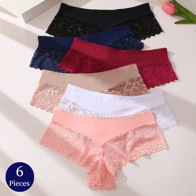 TrowBridge 6PCS/Set Women\'s Panties Fashion Lace Woman Briefs Sexy Lingerie Breathable Underwear Comfortable Underpants Hot Sale