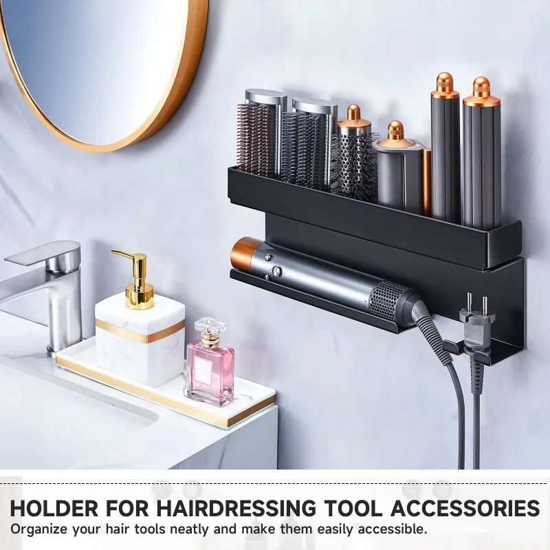Space Aluminum Suitable ForDyson Curling IronStand Hair Tool Storage Bathroom Hair Dryer Rack No-install Hair Dryer Storage Rack
