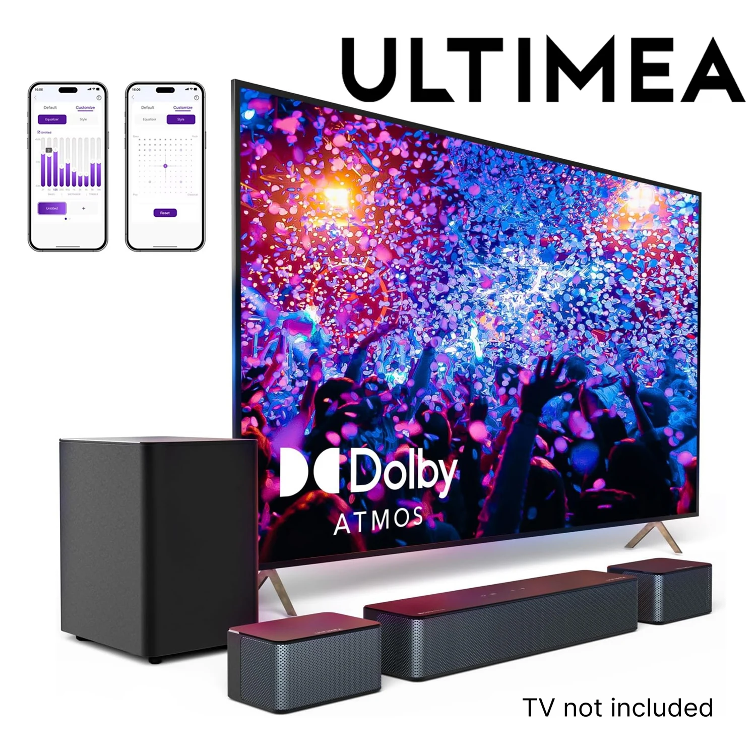 

ULTIMEA 5.1ch Soundbar with Dolby Atmos, 3D Surround Sound System for TV, APP Control, Home Theater Sound bar Bluetooth Speakers