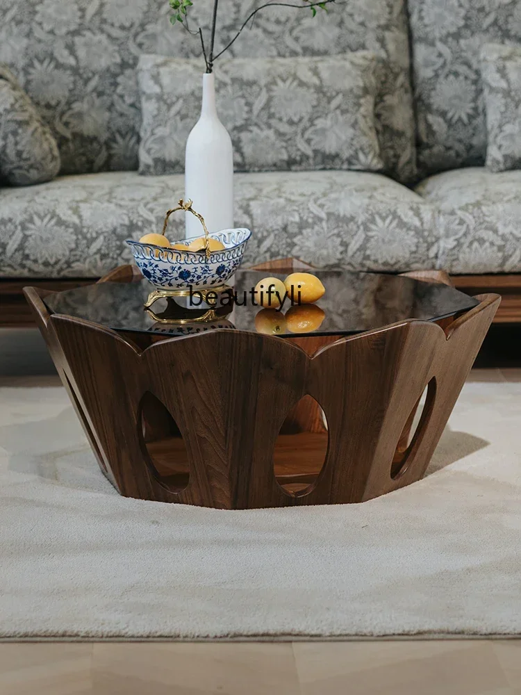 

ls 42Nordic Retro Coffee Table Living Room Black Walnut Solid Wood Modern Simple Small Apartment Home Tea Table