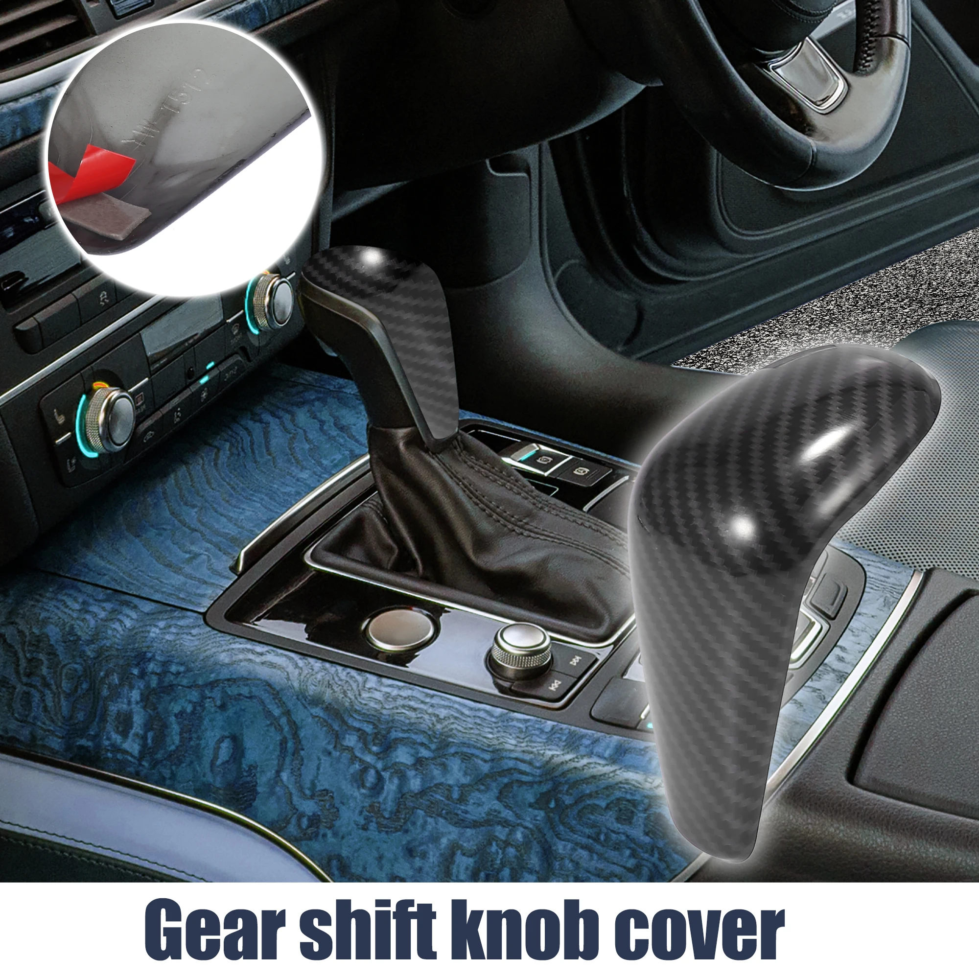 

UXCELL Gear Shift Knob Cover Sticker Carbon Fiber Pattern for Audi A7 S6 S7 RS7 Black