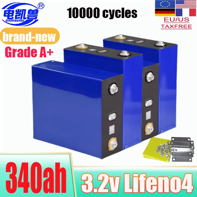 

340Ah LiFePO4 3.2V new A-class vehicle electric boat solar system battery suitable for DIY 12V 24V 48V battery pack tax free