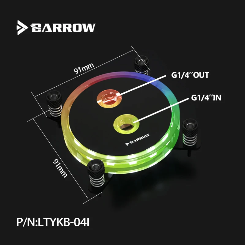 

Водяной блок процессора Barrow для Intel LGA1150 1151 1156 1200 1700/AMD AM3 AM4 AM5/2011 X99 X299/медный радиатор AURA LTYKB-04I