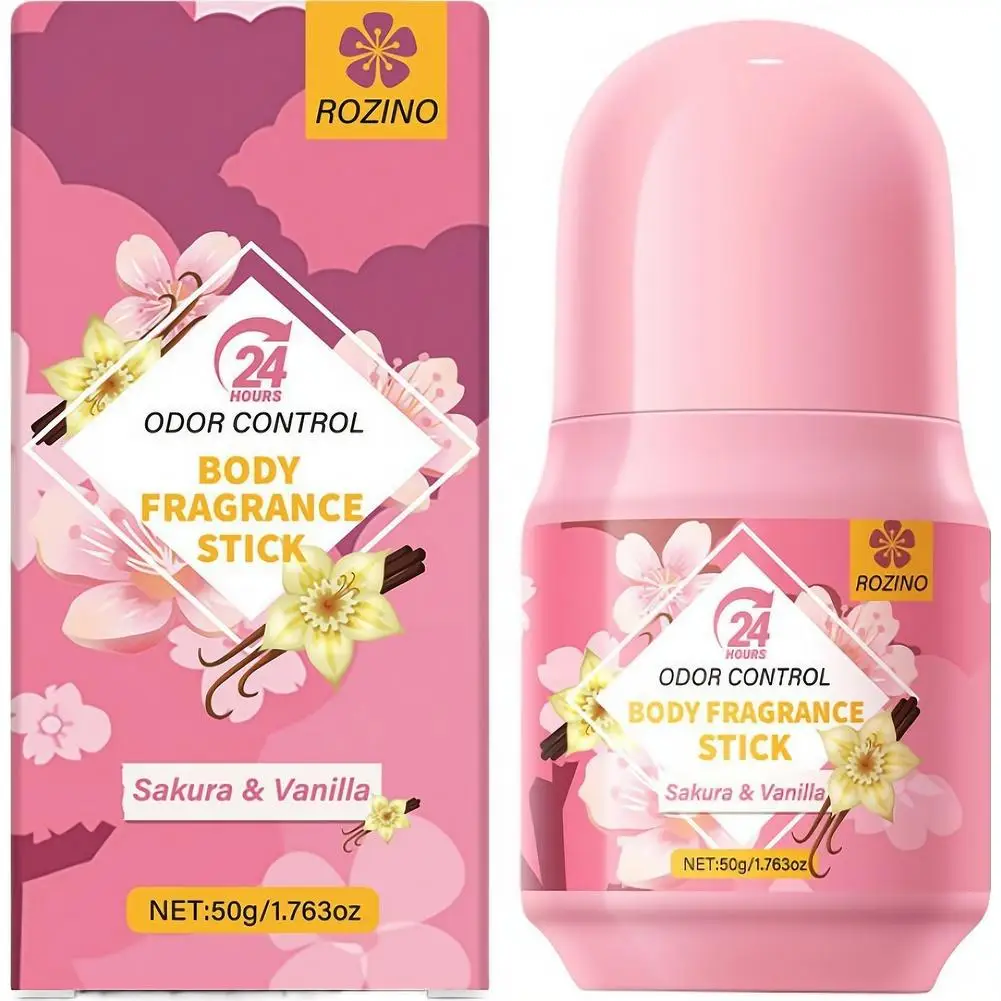 50g Cherry Blossom Roll-On Deodorant Long-Lasting Antiperspirant Body Fragrance Stick Odor Control Underarm Deodorant for Women