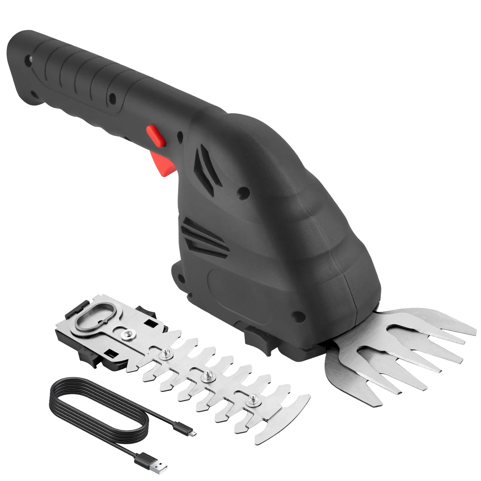 

2 in 1 Mini Cordless Lawn Trimmer Lightweight Handhold 7.4V Hedge Trimmer Handhold with Long and Short Saw Blades Type-c Cable