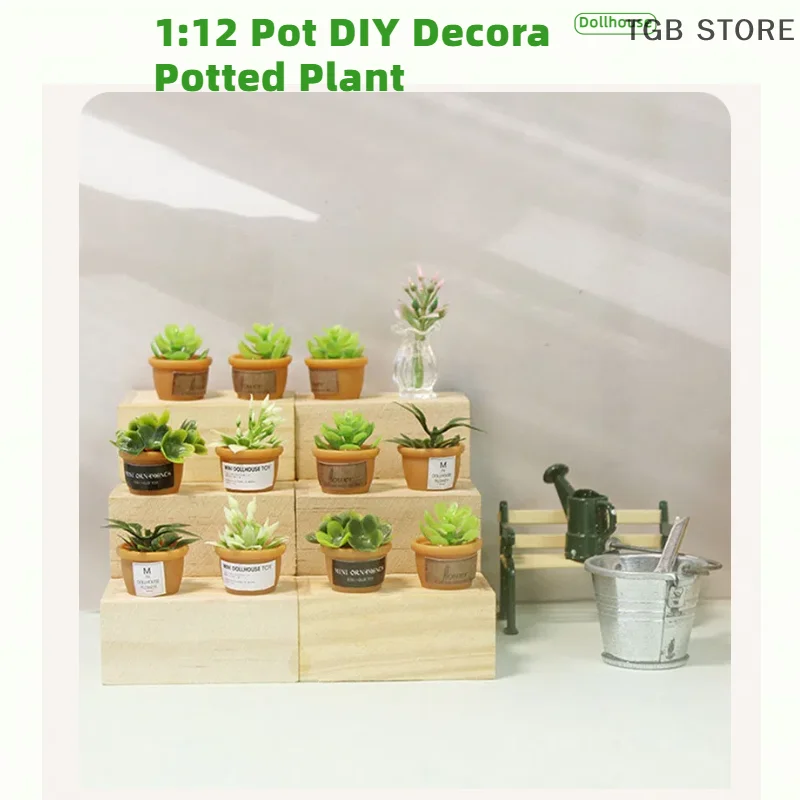 4Pcs Random 1:12 Pot DIY Kitchen Decora Potted Plant Dollhouse Miniature