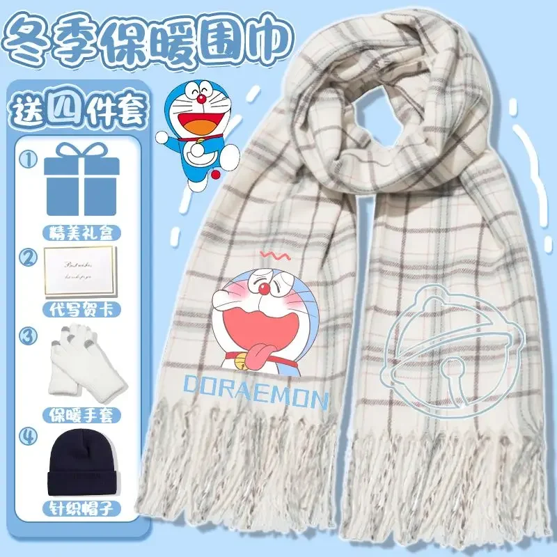 Anime Doraemon Scarf for Men and Women Autumn and Winter New Warm Student Robot Cat Niche Thick Shawl Scarf Gift