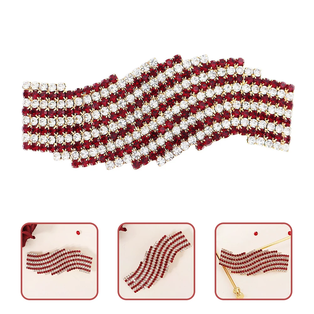 

Red Rhinestone Clips Wedding Bridal Bridal Hair Accessories Party Sequin Bling Accessories For Thick Hair Stylish Women Hairpins