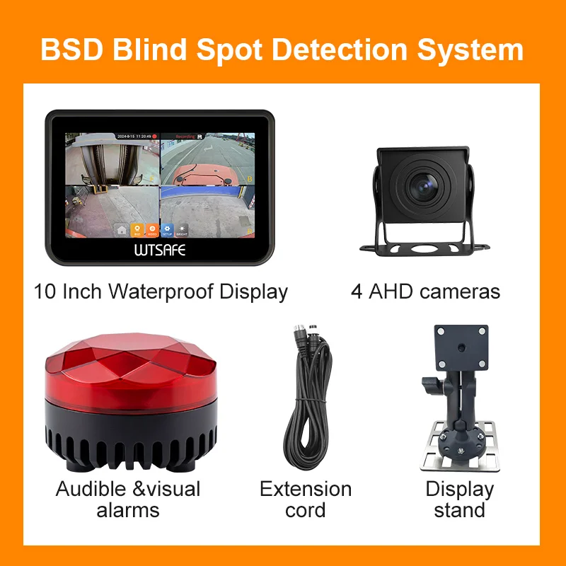 AI Camera Forklift Reverse Anti-Collision System Proximity Detector Pedestrian Vehicle Safety Alert 10.1 Inch Waterproof Monitor