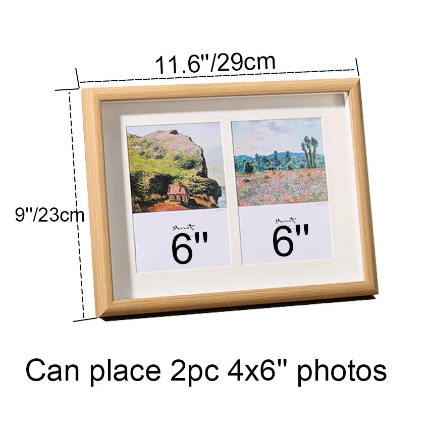 4x6inch Double Group Photo Frame Wall Home Decor Log Color Wood Frames 10x15CM Photo Picture Frame Can Be Placed and Hung