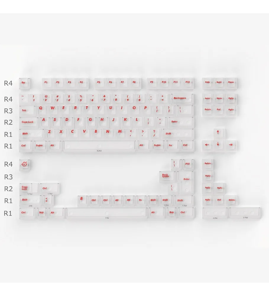White/Black/Red Fog Transparent Keycap Adaptation Maicong Ace68 Tarantula F87 Mecca Lion Mad60 ATKRS6 EZ63