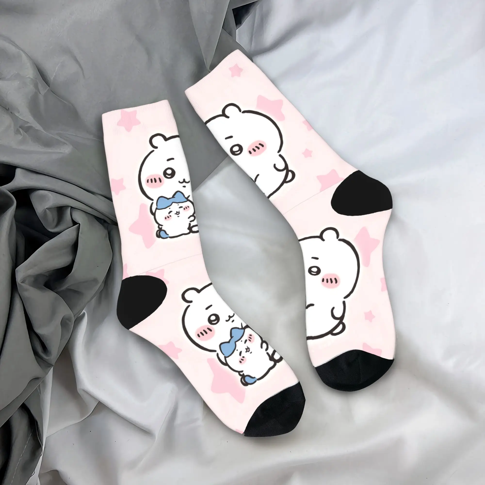 Kaus Kaki Chiikawa Hachiware Anti Selip untuk Pria, Kaus Kaki Skateboard Lembut dan Bernapas, Kaus Kaki Motif Fashion Musim Dingin