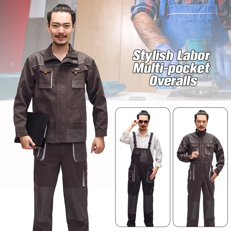 

Mans Cargo Suspenders Pants Dungarees Jumpsuits Trousers Multi-pocket Fashion One-piece Overalls Labor Insurance Suit