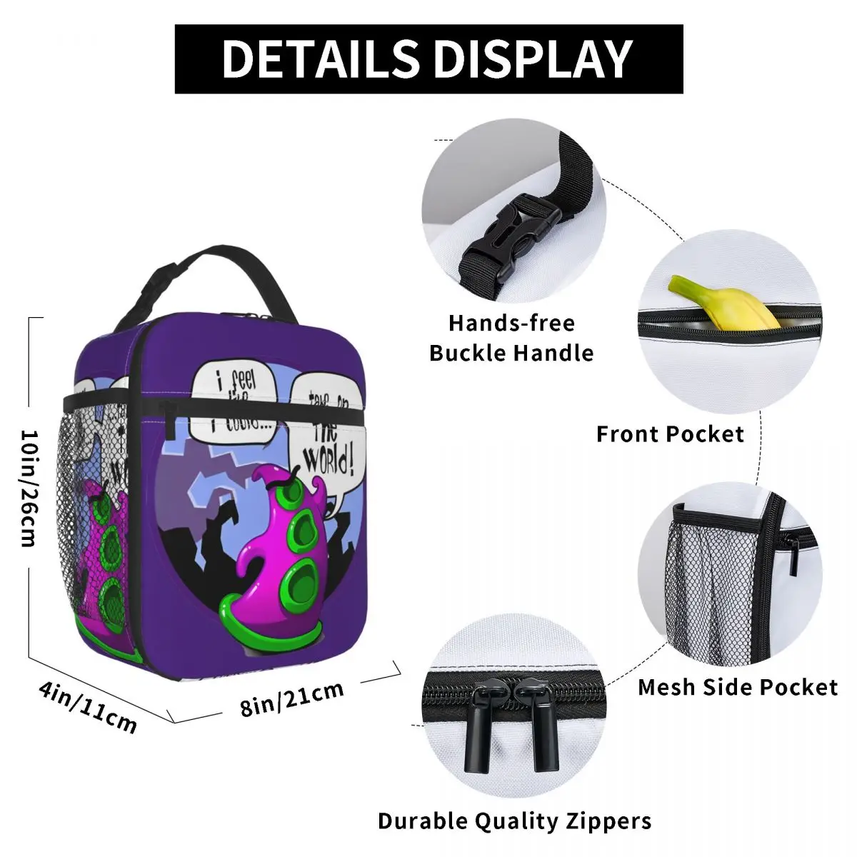 Me siento como puedo tomar los tentáculos WOLD Bolsa de almuerzo Fiambrera de oficina Bolsas de comida Bolsa térmica con aislamiento portátil Oxford