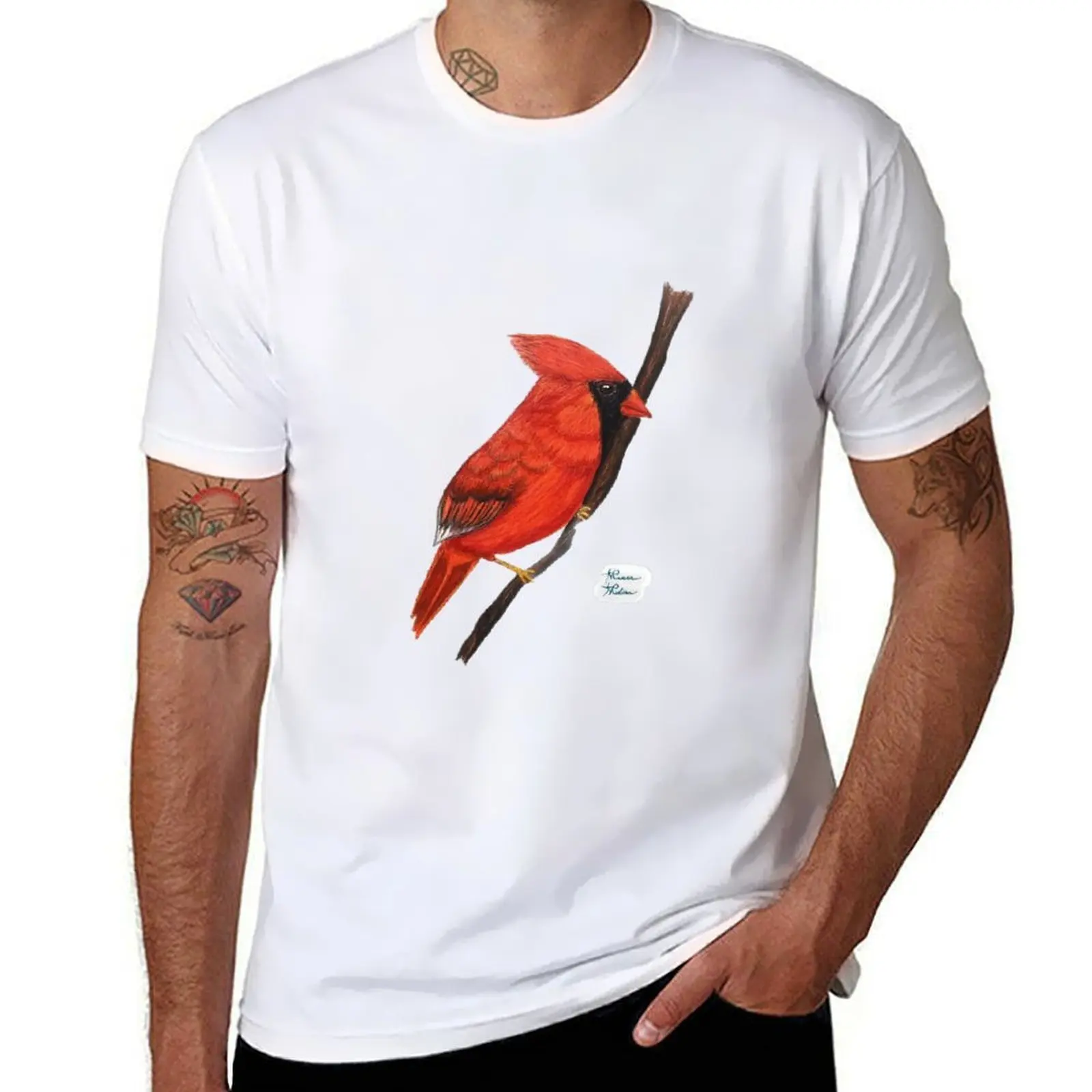 

colored pencil cardinal T-Shirt anime t shirts for man t shirts cotton 100% t shirt man designer T-Shirt