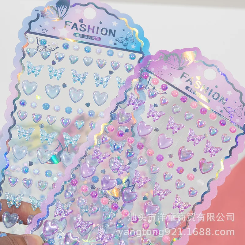 

Creative Lovely Butterfly Love Crystal Sticker Diy Stereo Hand Book Decorative Diary Sticker Kawayi Stationery