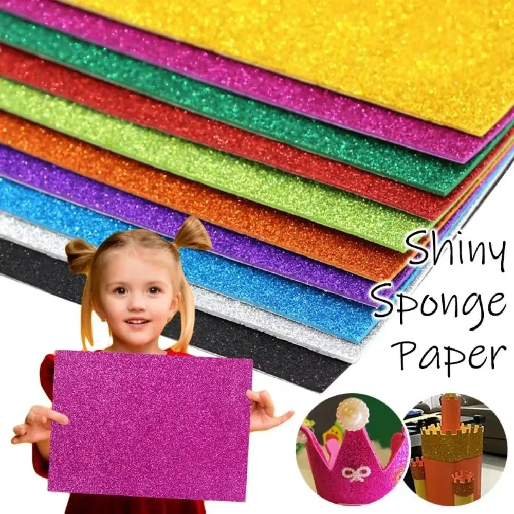 DIY Self-adhesive Glitter Foam Paper EVA A4 Handcraft Cutters Paper Flash Colorful Handmade Paper