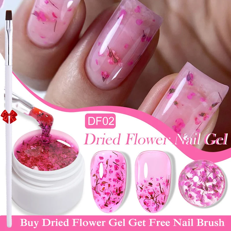 LILYCUTE 8ml Dried Flower Gel Nail Polish Natural Flower Floral DIY Nail Art Semi Permanent UV Gel Soak Off Painting Varnishes