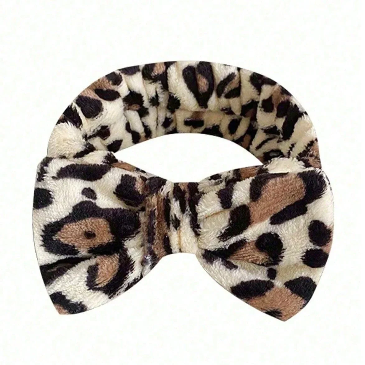 

3pcs Leopard Print Headband And Wristbands Set Soft Fleece Hair Circle + 2 Wristbands For Makeup Spa Yoga