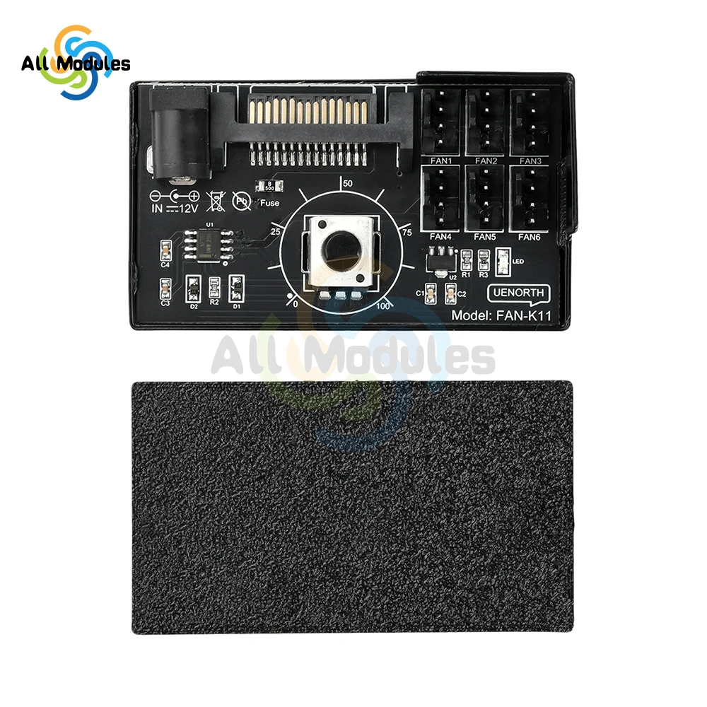 PWM Computer Fan Speed Controller 60W High-Power Hub Sata DC Power Controller for PC Four-Wire Fan Speed Control