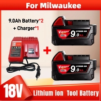 Original for Milwaukee M18 Battery, 9.0Ah lithium ion Tool batteries + Charger, BR, XC, 18V, M18B5, 48-11-1860 48-11-2830👍