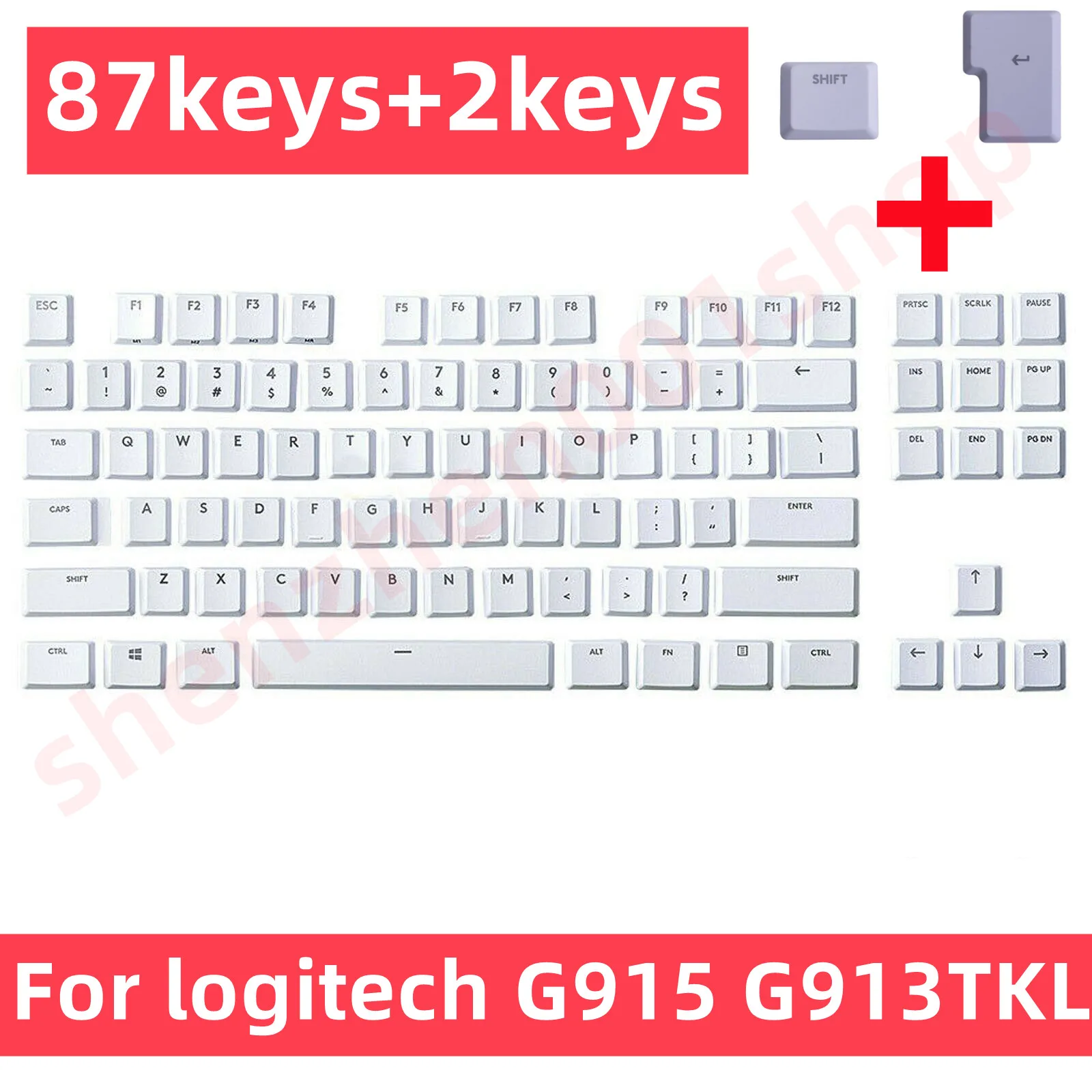 A full set G915 TKL 87 key caps White for Logitech G813 G913 G815 G915 Keyboard 89keys UK layout