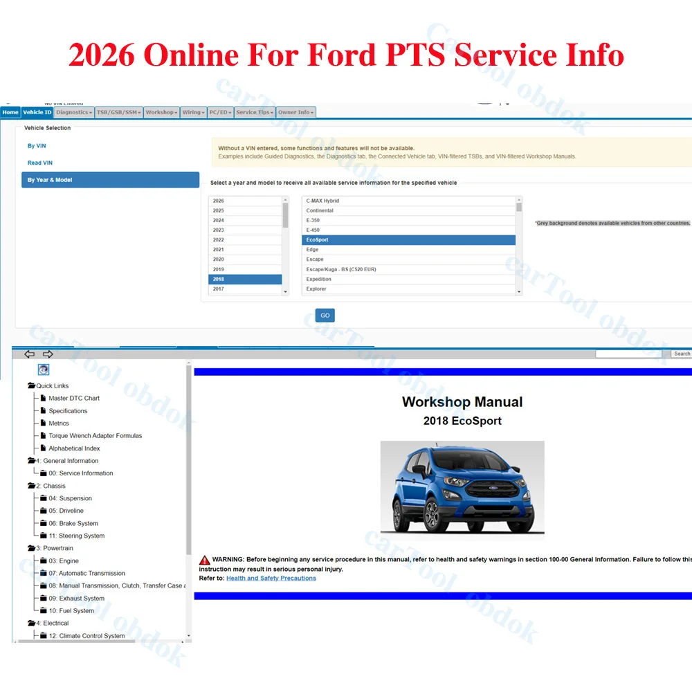 

2026 for Ford PTS Online Software Professional Technician Society Workshop Manual Wiring Diagram Pats Inquiry car data Tools
