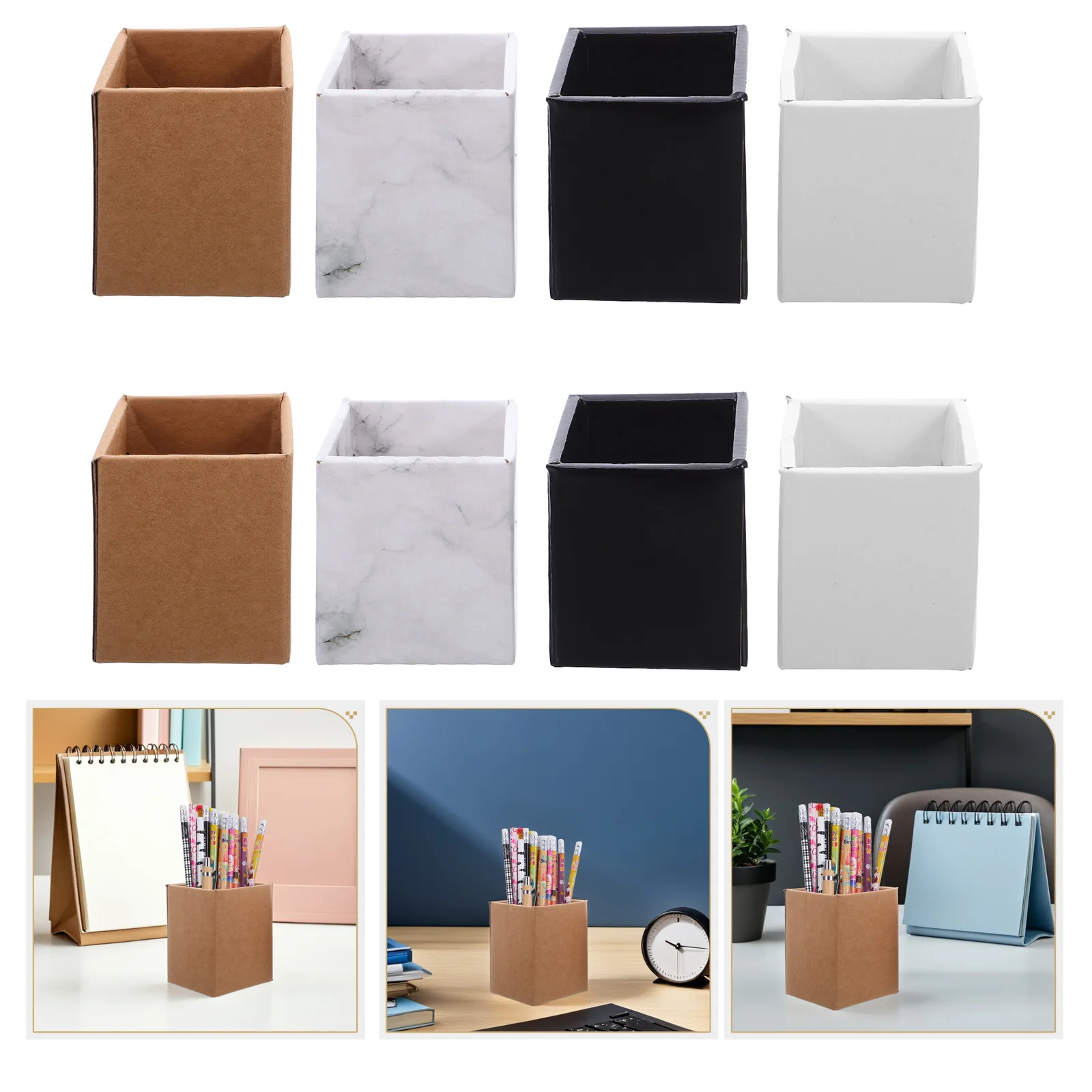 

8pcs Paper Pencil Holders Aesthetic Desk Organizer Office Paper Clip Dispenser Vintage Pen Cup Pot For Desk Desktop Office