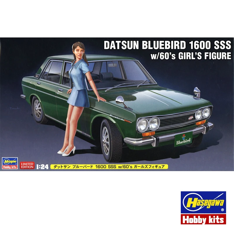 

Hasegawa 52277 Static Assembled Car Model Toy 1/24 Scale For Nissan DATSUN Bluebird 1600 SSS with 60s Girl Car Model Kit