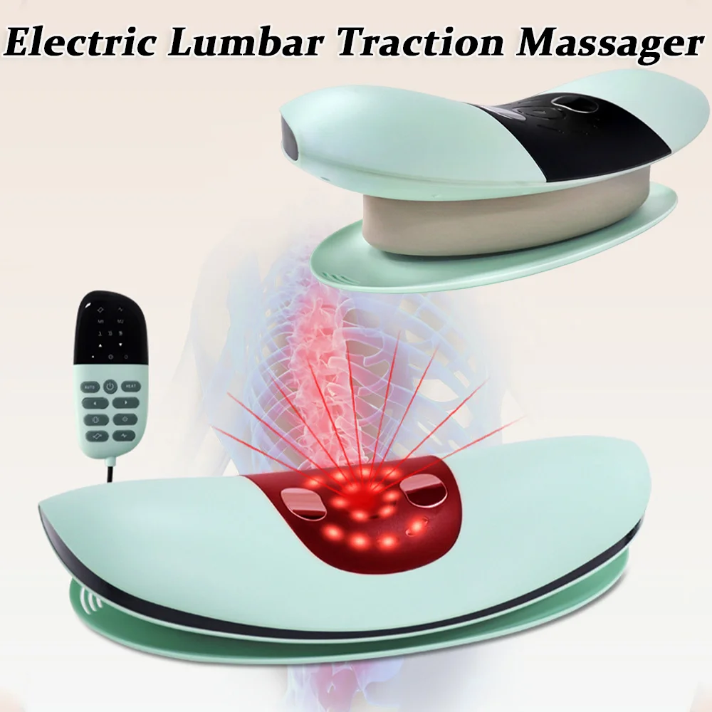 Electric Lumbar Traction Massager Adjustable Vibration Waist Massager Waist Spine Support Back Massage for Home Travel Gift