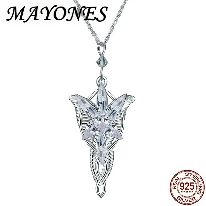 

925 Sterling Sliver Wedding Jewelry Lord Princess Evenstar Pendant Necklaces For Women Arwen Crystal Valentine'S Girl Gift