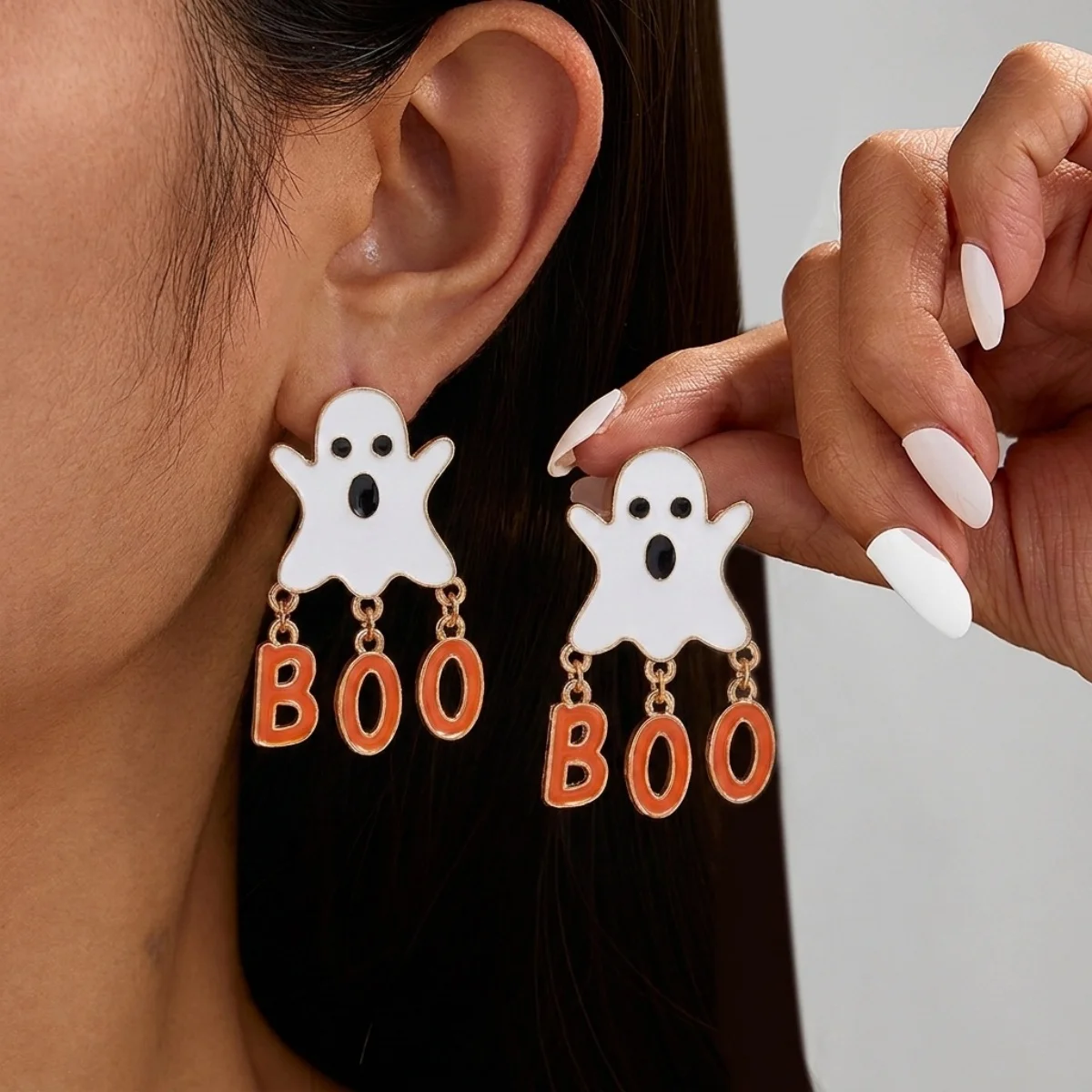Halloween Star Lovely Antler Ghost Dangle Ohrringe für Damen und Herren, Gothic Cosplay Emaille BOO Ghost Drop Ohrringe Party Schmuck – Detail 17