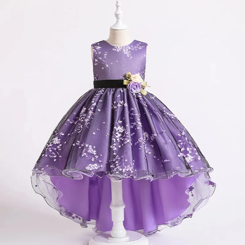 

COSda@Wedding Birthday Dresses For Girls 3-12 Years Elegant Party Floral Tutu Christening Gown Kids Children Formal Pageant Clot