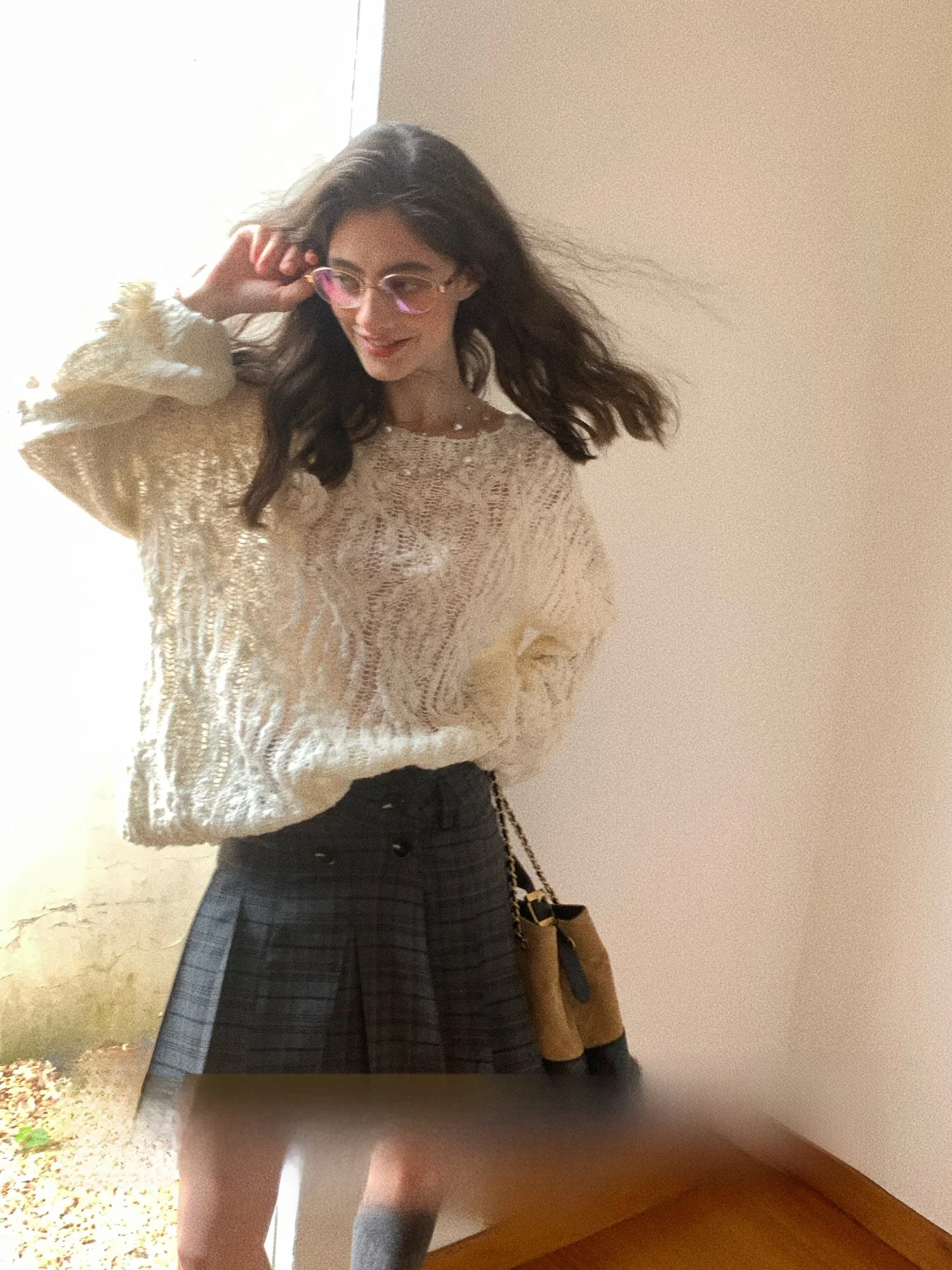 

Loose Knitted Sweater Lazy Sle Hollow out Bobble Micro Transparent Pullover Knitwear Comfortable Breathable Spring Autumn