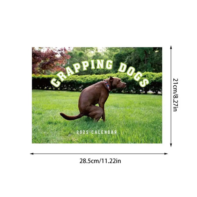 ユニークなうんち犬のカレンダー、家族プランナー、いたずらカレンダー、ペット愛好家、面白いアート、8.27x11.22インチ、2025