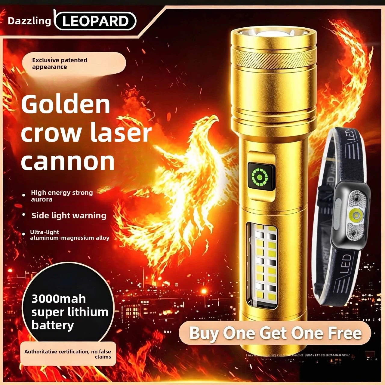 

Rechargeable LED Flashlight Zoomable Torch with LCD Display 6 Modes Waterproof High Power Hand Light Outdoor Wilderness Camping