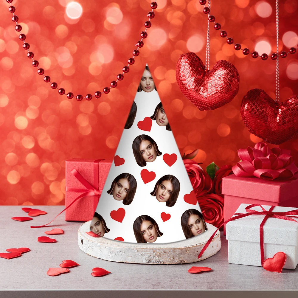 قبعة صور مخصصة لعيد الحب مخصصة لأي وجه قبعة ورقية للصور مثالية لتزيين حفلات الزفاف وعيد الحب