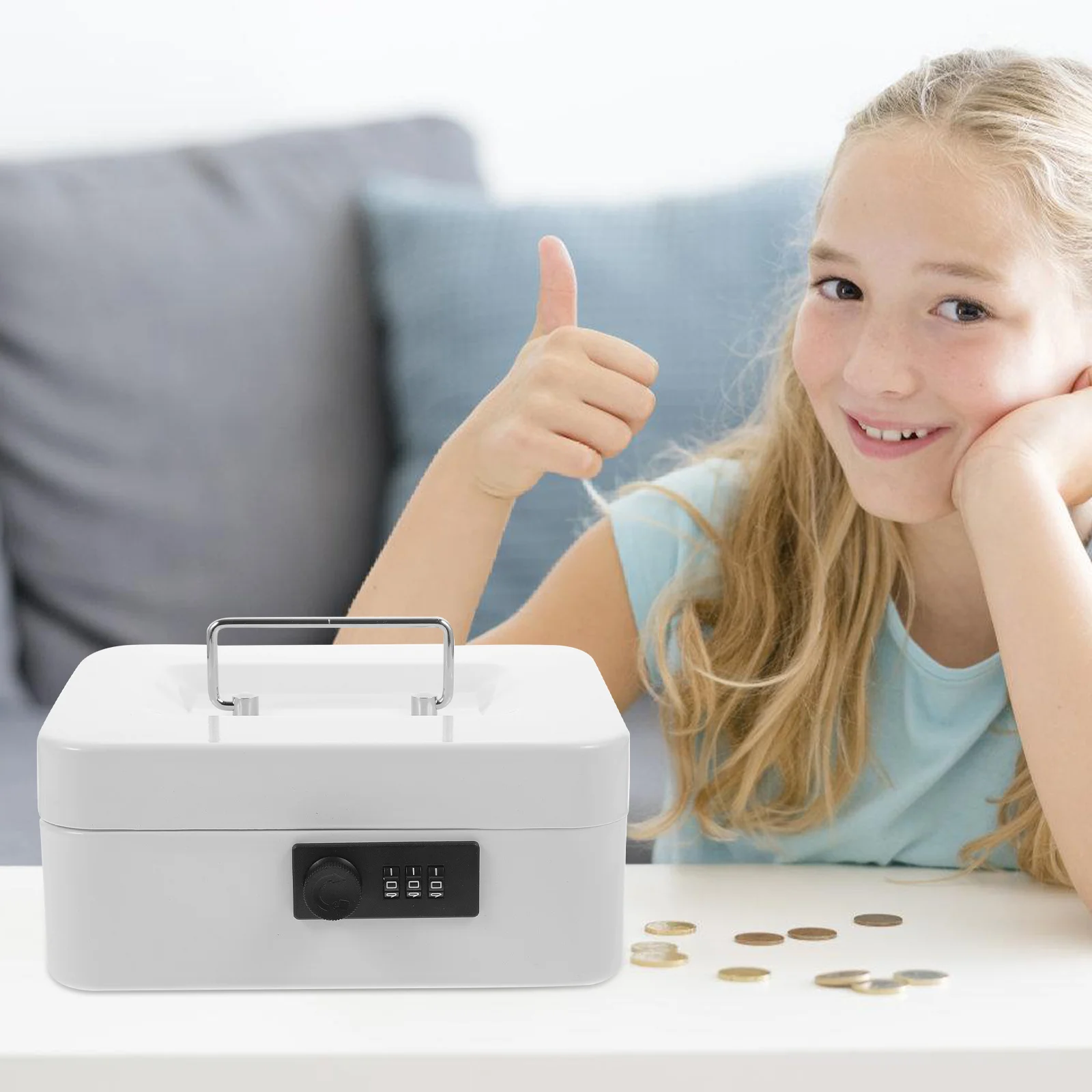 قفل صندوق النقود الكلاسيكية المعادن المال حقيبة للتخزين للمنزل مكتب مجوهرات عملات النقود صندوق قابل للقفل صناديق معدنية صغيرة #3