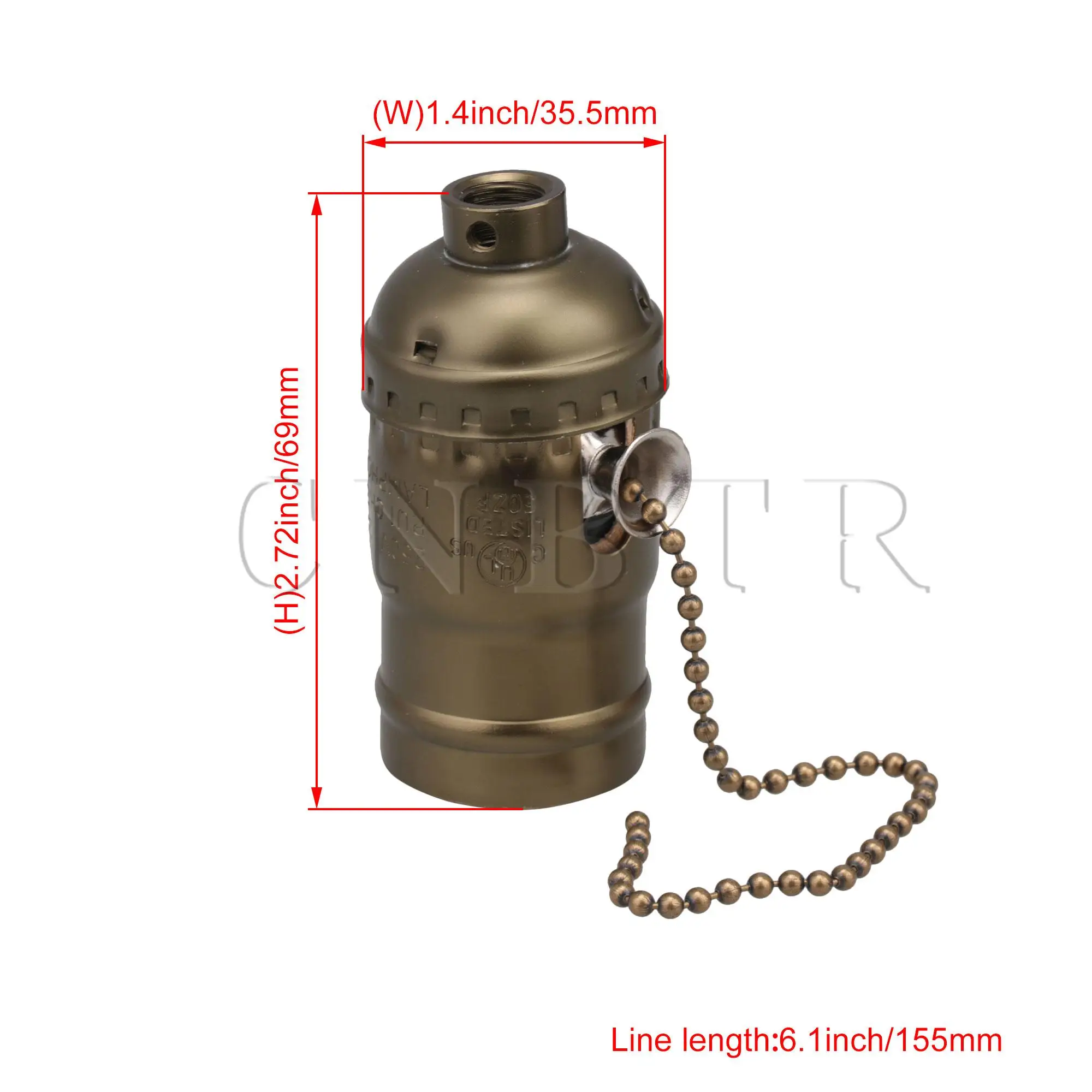 CNBTR AC110-240V Vintage Aluminum Chain Lamp Holder Suitable for E27 Bulb Bronze