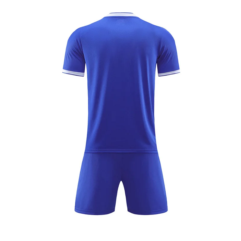 Royal Blue Dyed Sublimation Professional Soccer Jersey V Neck Collar Overlap Away Match Training Football Kits Premium Teamwear