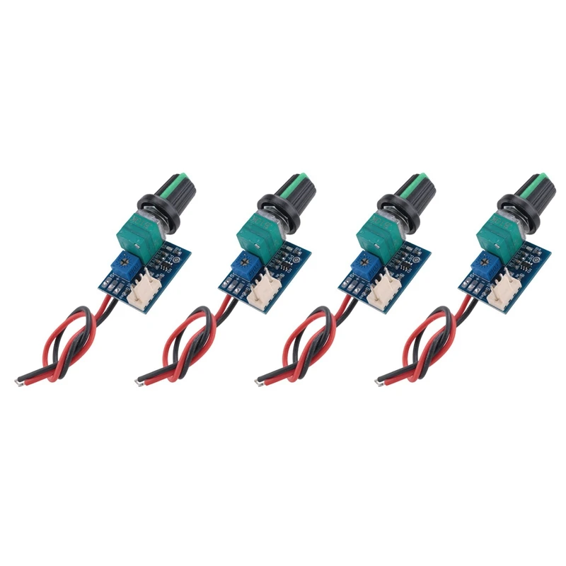 4X DC 12V Adjustable 0%-100% PWM Fan Speed Controller With Knob Switch 4 Wire Fan Speed Governor Noise Reduction