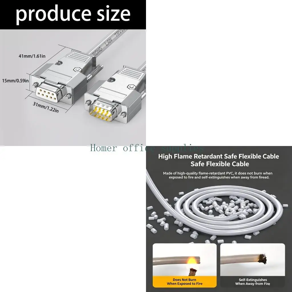 

K43B DB9 RS232 Cable Male to Female Simple Cord Industrial Straight Through Converter For Dynamic Wiring Application