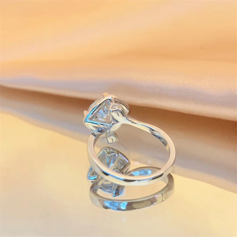 ZHESHIYUAN Lefei موضة الاتجاه الفاخرة الكلاسيكية الماس مجموعة مويسانيتي 3 CT حلقة مربعة سحر النساء الفضة 925 مجوهرات الحفلات هدية