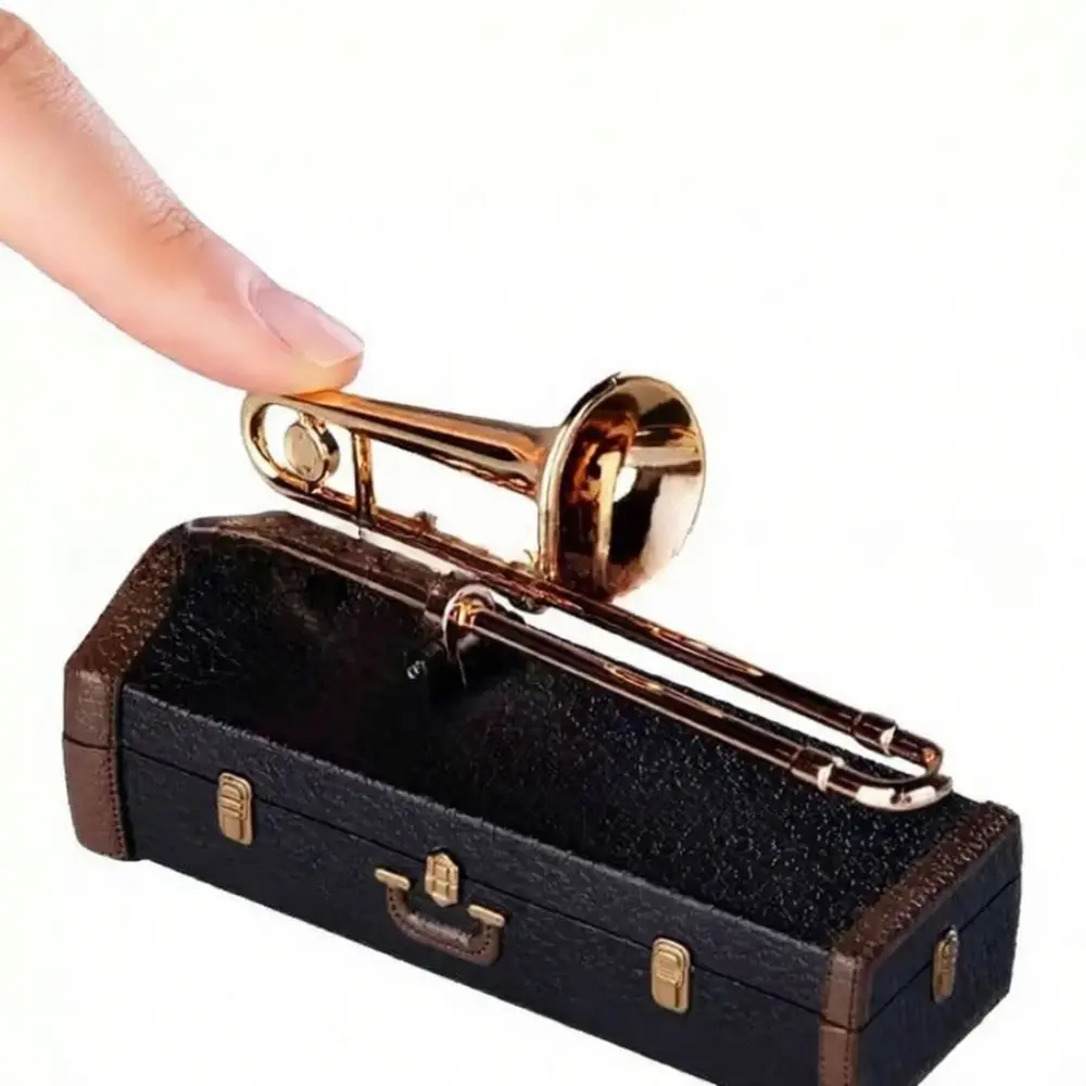 Modern Resin Trombone Music Box Ornament Artistic Desktop Figurine Home Decoration Gift For Party Graduation